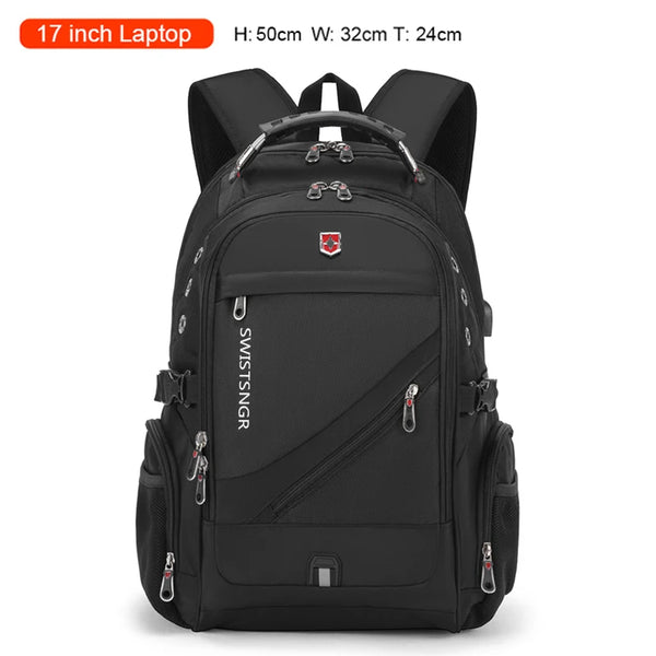 Mochila Notebook 17" Viagem Antifurto Impermeável Preta
