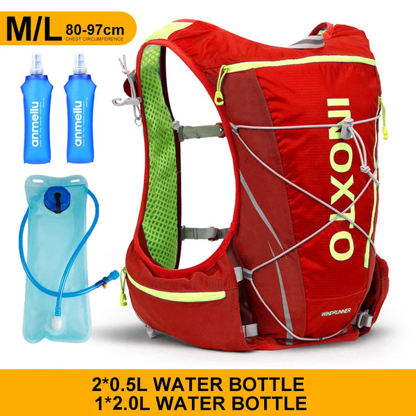 Mochila Colete de Hidratação 8L com Reservatório 2L + 2x500ml para Corrida e Ciclismo Vermelha (80-97cm)