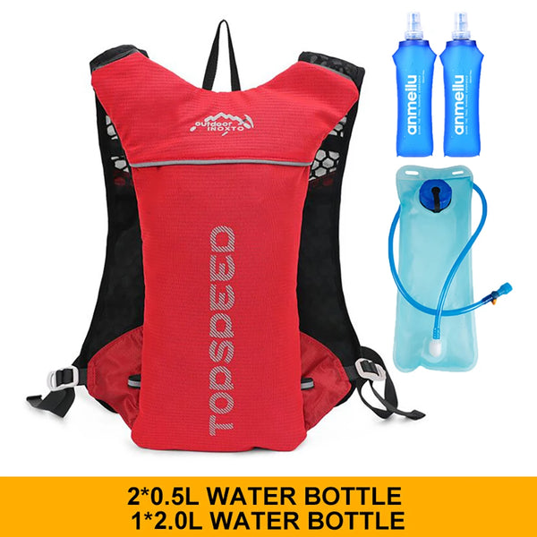 Mochila de Hidratação 5L Ultraleve para Corrida e Ciclismo Vermelha