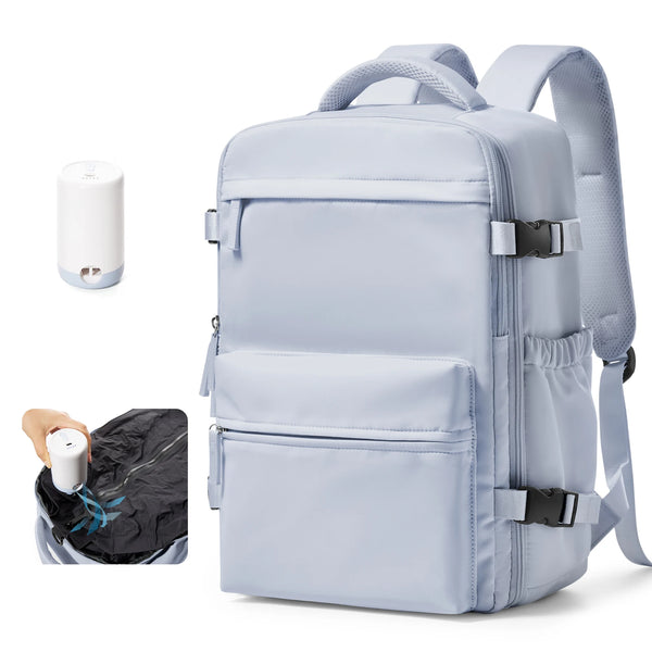 Mochila de Viagem Lilás com Compressão a Vácuo para Notebook 15.6