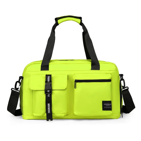 Bolsa de Academia Feminina Grande com Compartimento de Sapatos - Amarela Fluorescente