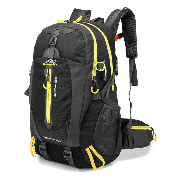 Mochila 40L Leve Impermeável para Trekking Camping e Aventura Preta