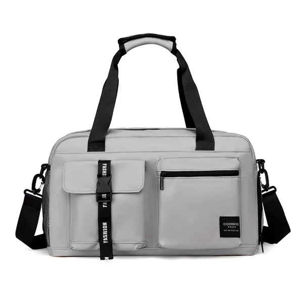 Bolsa de Academia Feminina Grande com Compartimento de Sapatos - Cinza