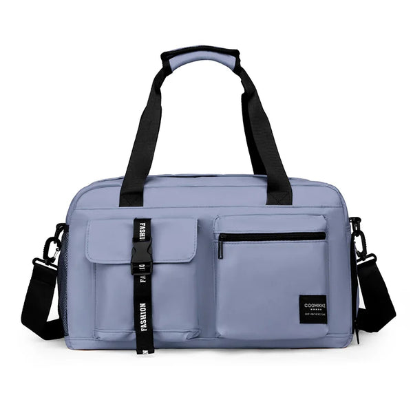 Bolsa de Academia Feminina Grande com Compartimento de Sapatos - Azul Grafite