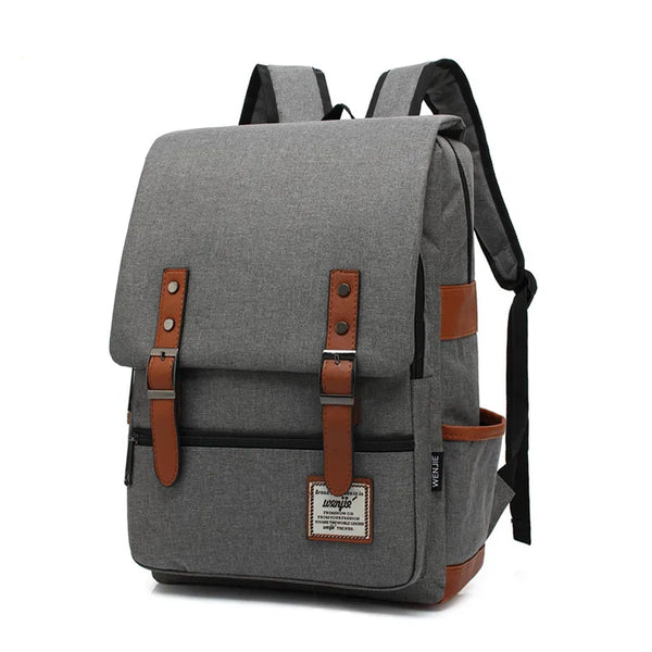 Mochila Feminina Viagem Notebook 16 Polegadas Vintage Lona Cinza