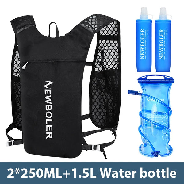 Colete de Hidratação NEWBOLER 1.5L + 2x250ml Ultraleve para Corrida e Ciclismo Preto