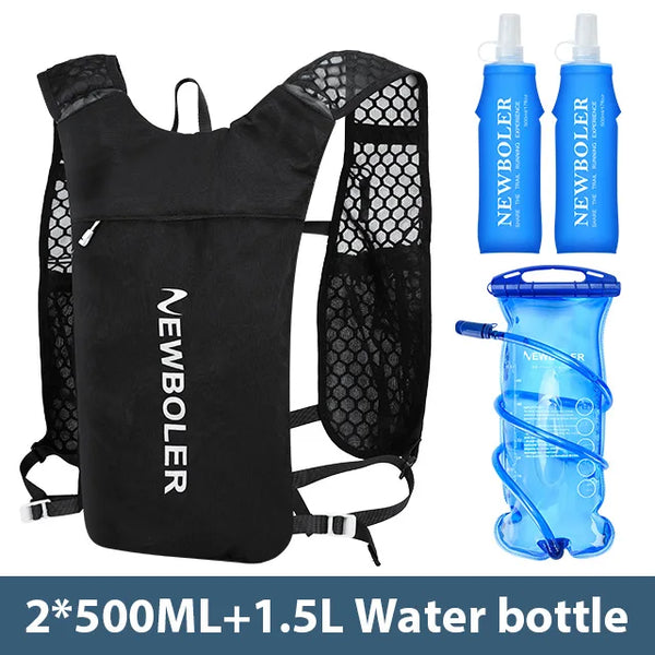 Colete de Hidratação NEWBOLER 1.5L + 2x500ml Ultraleve para Corrida e Ciclismo Preto