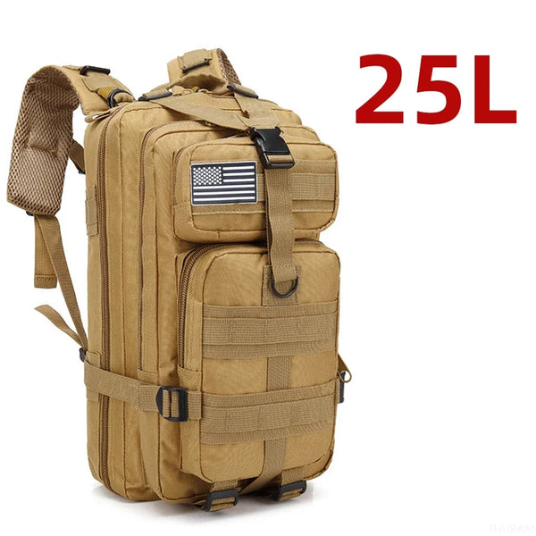 Mochila Militar Tática Impermeável 25L para Dia a Dia e Trabalho Khaki