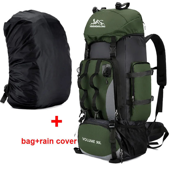 Mochila Viagem Cargueira 90L Aventureira Impermeável Verde