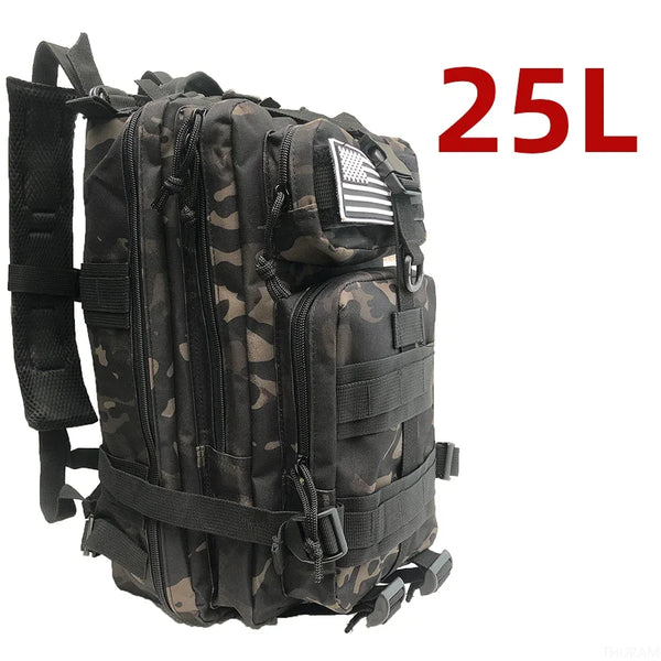 Mochila Militar Tática Impermeável 25L para Dia a Dia e Trabalho na cor Camo Black