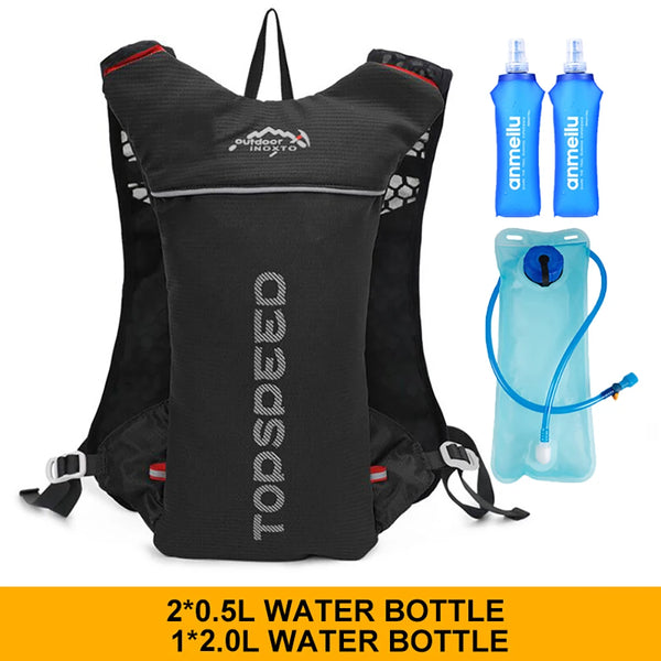 Mochila de Hidratação 5L Ultraleve para Corrida e Ciclismo Preta