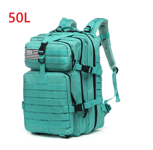 Mochila Exército Militar Tática 50L para Viagem e Expedição Ciano