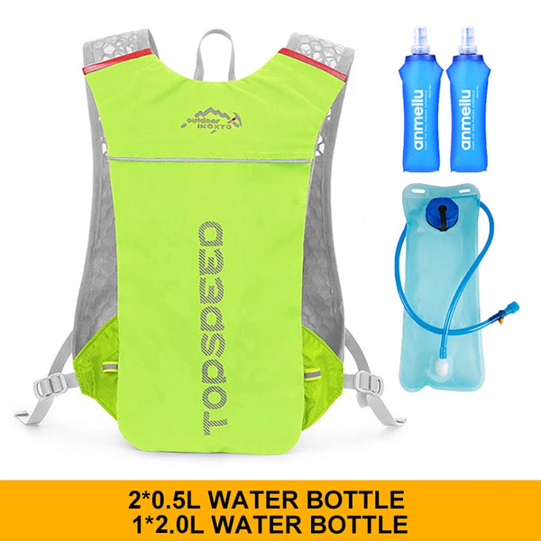 Mochila de Hidratação 5L Ultraleve para Corrida e Ciclismo Verde Limão