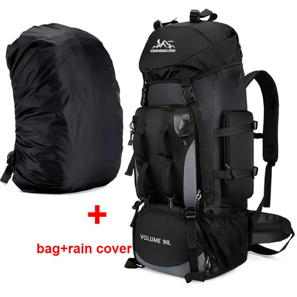 Mochila Viagem Cargueira 90L Aventureira Impermeável Preta