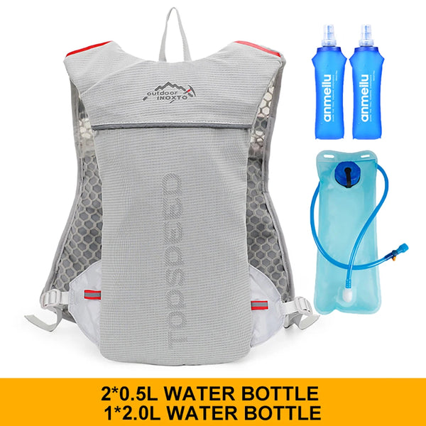 Mochila de Hidratação 5L Ultraleve para Corrida e Ciclismo Cinza