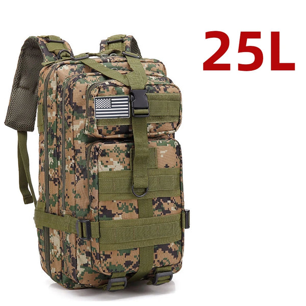 Mochila Militar Tática Impermeável 25L para Dia a Dia e Trabalho Camuflagem Verde