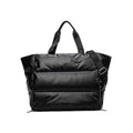 Bolsa de Academia Feminina Grande para Yoga com Compartimento para Mat Preta Urbanno, estilo tote acolchoada, vista frontal com alças de mão e alça de ombro ajustável, pronta para seus exercícios e acessórios de yoga.