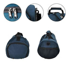Bolsa de Academia IX Sport Pequena e Discreta azul escuro, mostrando detalhes ampliados do zíper duplo, engate da alça e alça superior, destacando funcionalidade urbanno