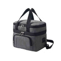Bolsa Térmica Grande para Marmita com Duplo Compartimento 10L Urbanno cinza, vista frontal, destacando os dois níveis separados e alças de mão, ideal para refeições completas urbanno