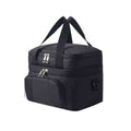 Bolsa Térmica Grande para Marmita com Duplo Compartimento 10L Urbanno preta, vista frontal, destacando os dois níveis separados e alças de mão, ideal para refeições completas urbanno