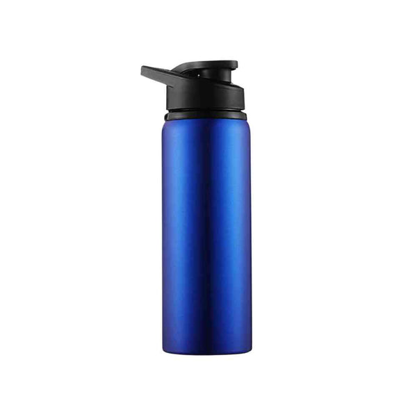 Garrafa de Academia e Hidratação em Alumínio 600ml Urbanno azul, com tampa preta e bico flip-top