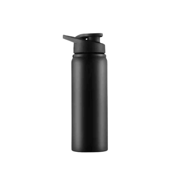 Garrafa de Academia e Hidratação em Alumínio 600ml Urbanno preta, com tampa preta e bico flip-top