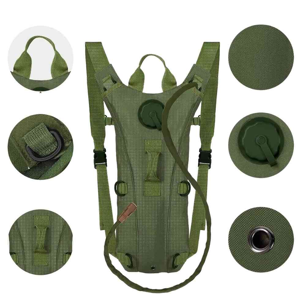 Mochila de Hidratação 3L com Reservatório TPU para Corrida e Ciclismo Verde Militar