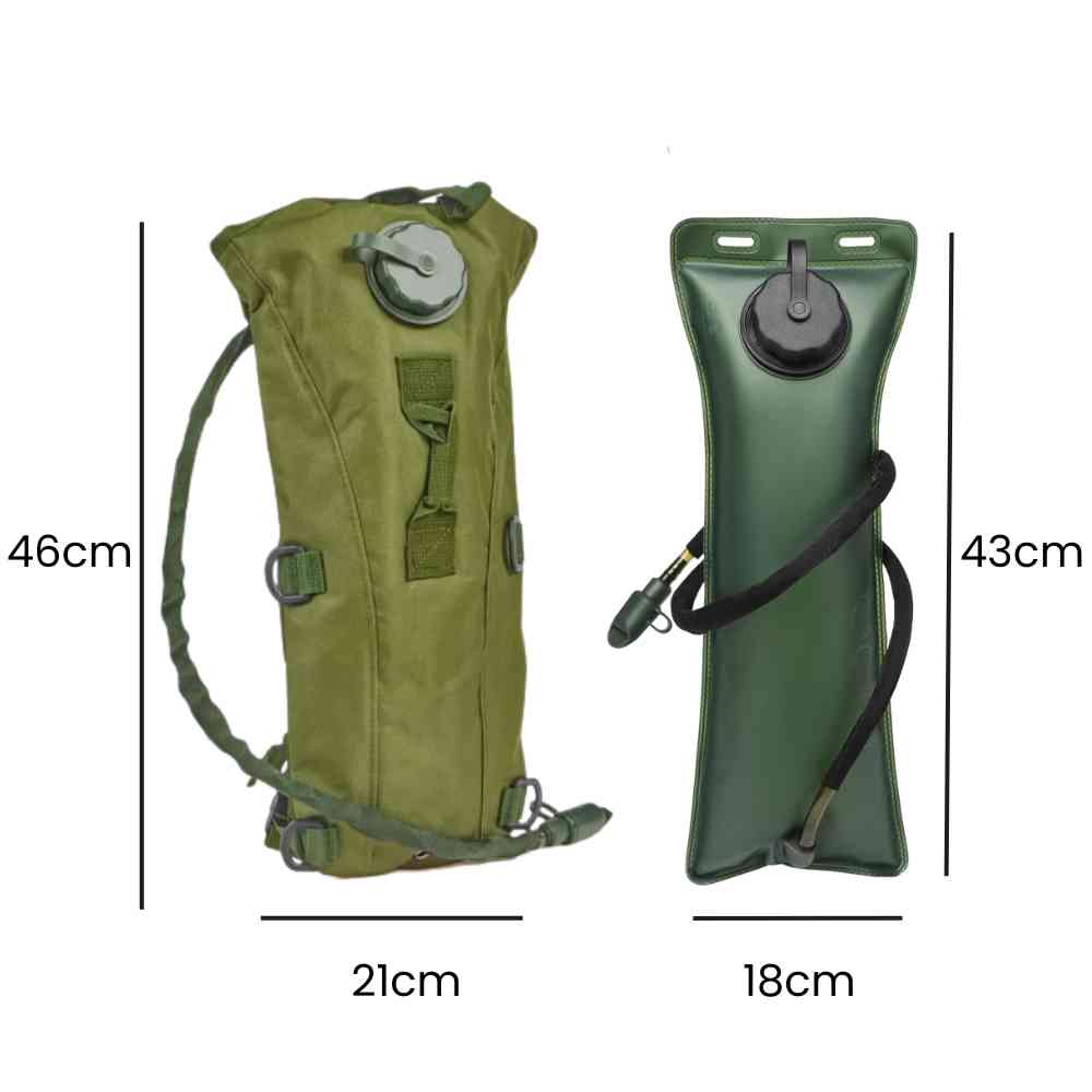 Mochila de Hidratação 3L com Reservatório TPU para Corrida e Ciclismo Verde Militar