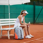 Mochila Raqueteira Head Radical Cinza e Laranja com Compartimento de Sapatos