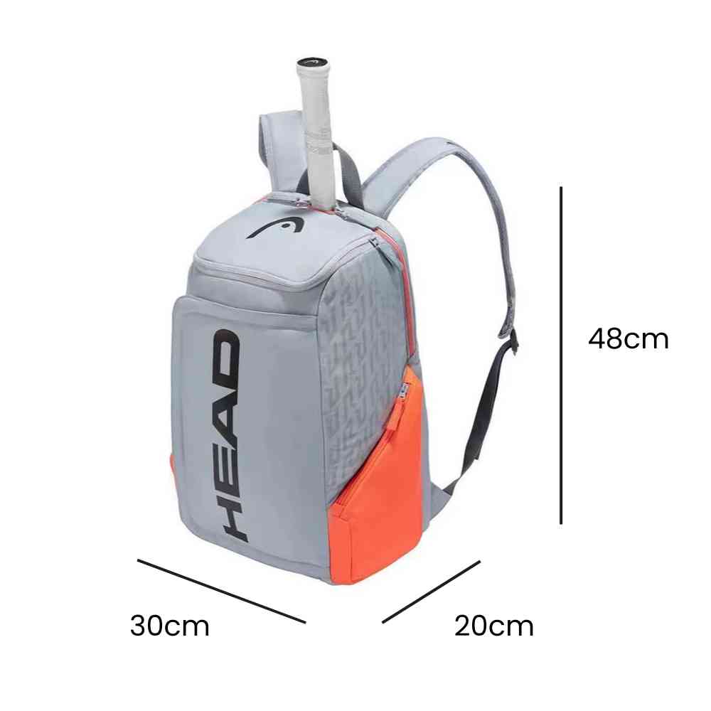 Mochila Raqueteira Head Radical Cinza e Laranja com Compartimento de Sapatos