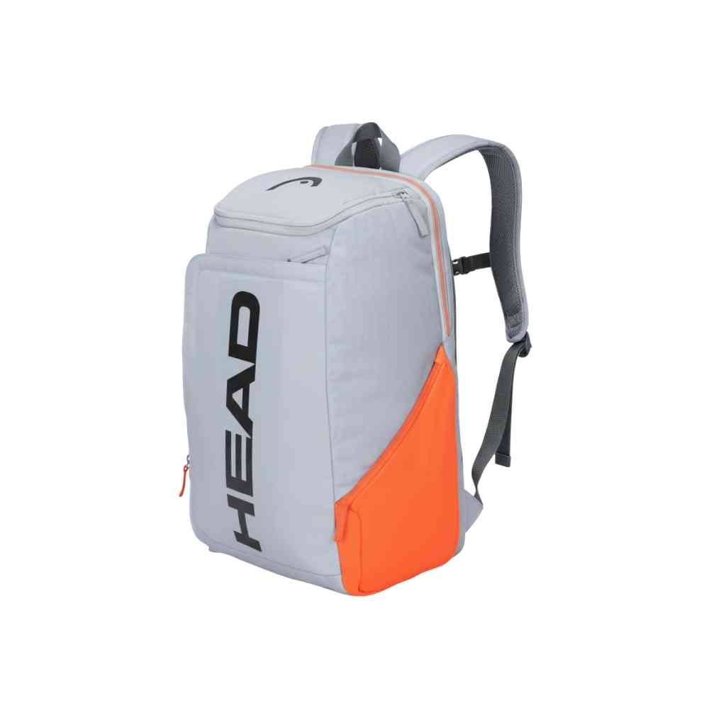 Mochila Raqueteira Head Radical Cinza e Laranja com Compartimento de Sapatos