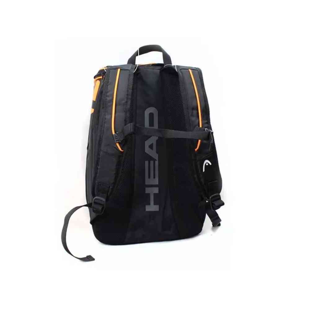 Mochila Raqueteira Head Preta e Laranja com Compartimento de Sapatos