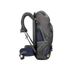 Mochila de Viagem e Camping 50L Aventura Impermeável Urbanno azul, vista traseira, com sistema de alças ajustáveis, barrigueira e tela respirável, ideal para conforto em longas caminhadas urbanno