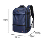 
Mochila para Viagem e Notebook 17 polegadas Expansível Urbanno azul, exibindo suas dimensões de 49x32x15cm e expansão de +5cm.