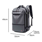 Mochila de Viagem Notebook 17 polegadas Expansível URBANNO cinza, com suas dimensões de 49cm de altura, 32cm de largura e 15cm de profundidade, incluindo a expansão de +5cm para maior capacidade