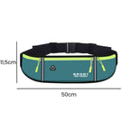 Pochete Cinto de Hidratação Multifuncional Impermeável para Corrida Azul Petróleo Urbanno, imagem com as dimensões do produto. A pochete mede 11,5cm de altura e 50cm de largura, fornecendo uma visualização clara do seu tamanho.