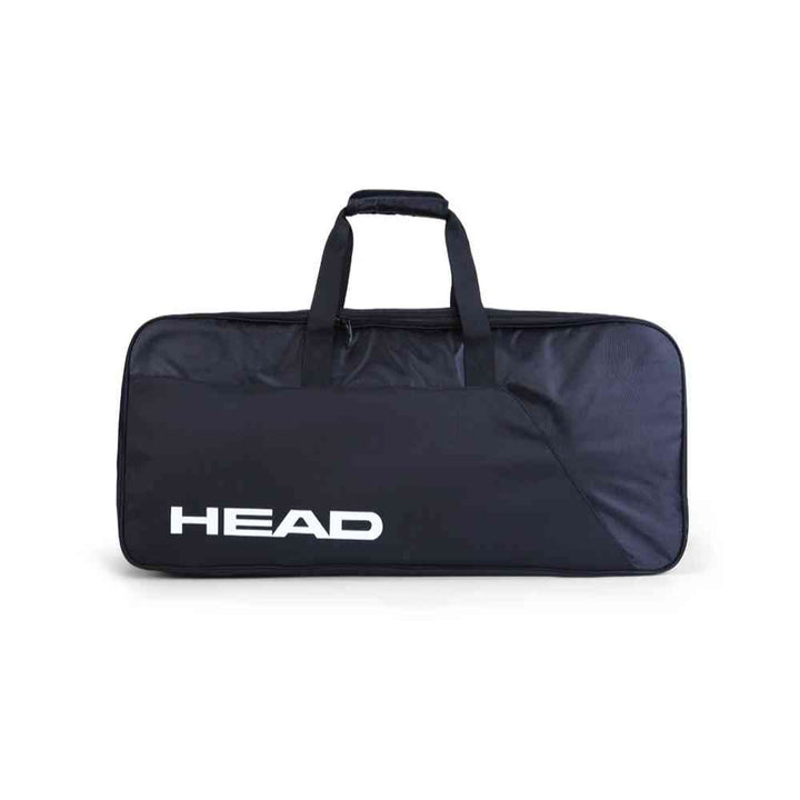 Raqueteira Head Tênis 6 Raquetes preta profissional Urbanno, vista superior, destacando o design clean, logo HEAD centralizado e alças de mão reforçadas, ideal para atletas exigentes urbanno